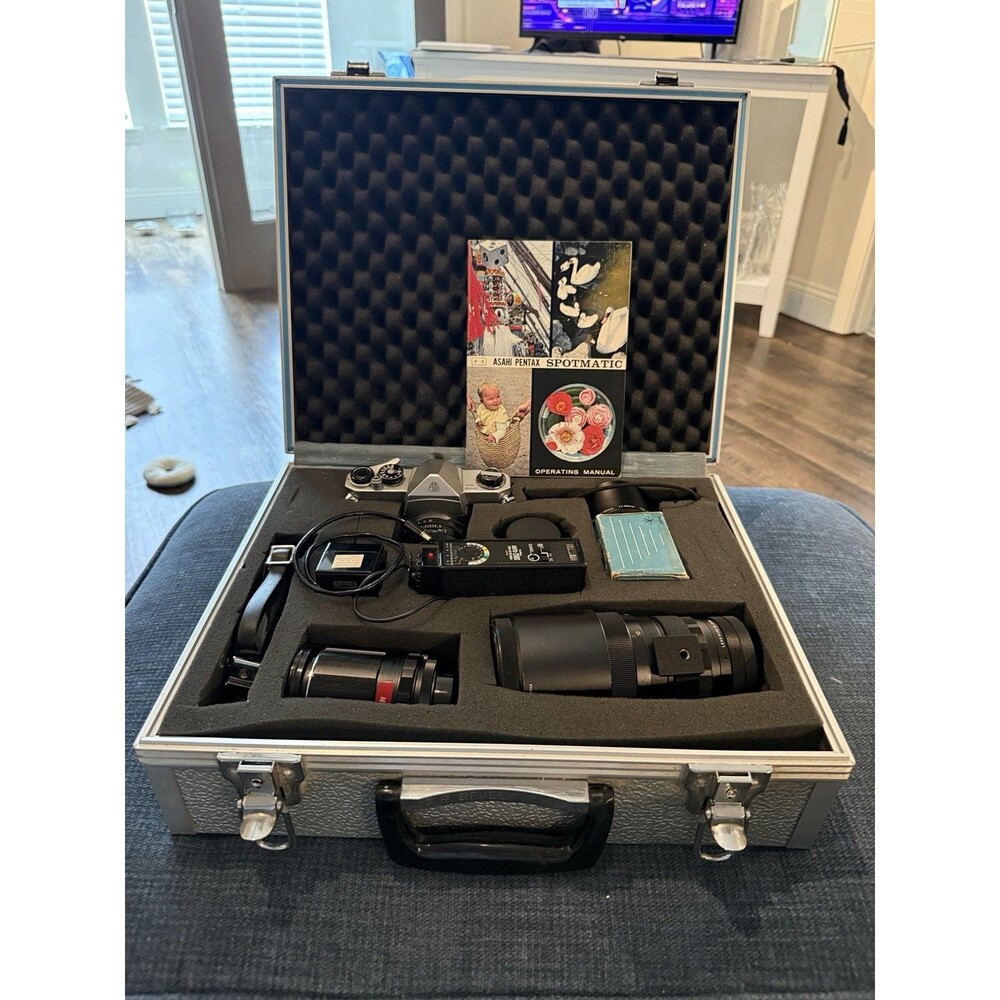 Asahi Pentax Spotmatic Full Kit Vintage 35mm Film Camera And All Accessories